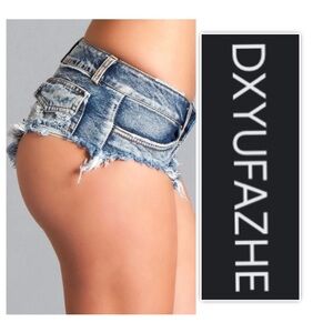 DXYUFAZHE Distressed Denim Booty Micro Shorts